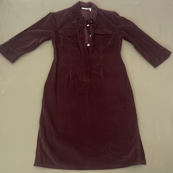 JEANOLOGY Corduroy Brown color, buttons closing front Womens midi DRESS size 8 - Picture 7 of 16